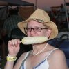 Cynthia Wright enjoys corn on the cob at the Brewfest.