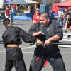 Karate instructor Eric Cuevas puts on a demonstration.