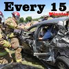 The Lemoore Volunteer Fire Department struggles to free a trapped victim at Thursday's "Every 15 Minutes" program.