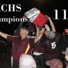 Kings Christian Coach Brooks Cameron is doused by players after the Crusaders came from behind to beat Fresno Christian for the Central Section 8-Man Football crown.