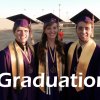 Kirby Toomey, Casey Venema and Evan Royer prepare for commencement.