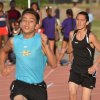 Runners struggle in the Kiwanis 1600-meter run.