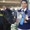 Leonel Camacho with first place trophy in Novice Showmanship with his steer.