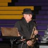 Lupe Solis entertains the crowd with his sax.