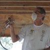 Ray Etchegoin works on the arbor.