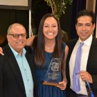 Fromer LHS Principal Lupe Solis with Mandy Broaddus and Marc Raygoza.