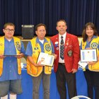 Kings Lions (left to right) Austin Escalera, Tony Urbieta, District Governor Al Kroel and Kings Lion Sylvia Rocha.