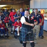 There was a bagpipe process prior to boarding the plane to Washington D.C.