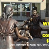 The outstretched, welcoming arms of Jesus await visitors to the Adventist Health new Family Birth Center, which was dedicated Wednesday in Hanford.