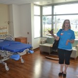 Nurse Christine Leach shows off one of the birthing rooms.