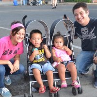 Brice Martin (left) tends nephew Memo and niece Lenah along with friend Dylan McClory.