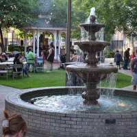 The downtown park on D Street was a popular place Friday night as folks gathered around the Odd Fellow Fountain during the Farmers' Market.