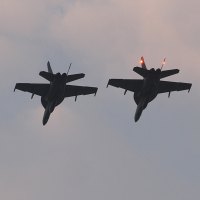 U.S. Navy Hornets fly over Tiger Stadium
