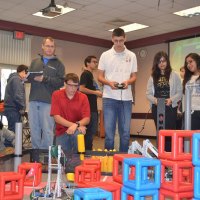 Lemoore High School's Nick Sheldon and Conor Shortnacy compete in Robotics at West Hills College Saturday afternoon.