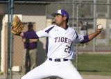 Austin Murietta pitched an impressive game against Bakersfield Christian Monday afternoon.