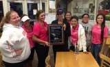 Division II Second Place Tigers left to right: Addrianna Smith, Jordan Sheldon, Sonia Gonzales (coach), Jayda Olaes, Alexia Ramirez, Aiyana Barrios. seated left to right Dani Kinder and Annelisa Andrada.