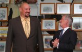 Athletic inductee Josh Kloster and Hall of Fame recipient Stephen Gramps share a laugh at Saturday night's Hall of Fame ceremony.
