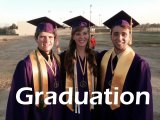 Kirby Toomey, Casey Venema and Evan Royer prepare for commencement.