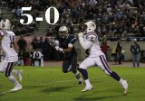 Reggie Davis en-route to a 67-yard touchdown on a pass from quarterback Cort Groathouse. Davis scored three TDs on the night against Redwood.