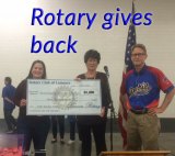 Left to right, Lemoore City Manager Andi Welsh, Mayor Lois Wynne and Rotarian Kurt Quade.