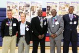 Inductees left to right: Carlos McCaleb, Jerry Merz (receiving for Mickey McNamee, Derrick Chachere, Frank Smith and Marzell Clayton.