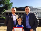 Adam Terronez (left) with Tyler Sollars and State Senator Andy Vidak representative Rogelio Caudillo.