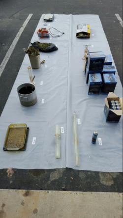 Drug items found from a Jan. 17 drug lab explosion.