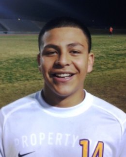 Missael Aguilar scored a goal against Hanford West.