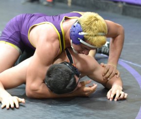 Angel Solis, wrestling in last week's Masters in Lemoore.