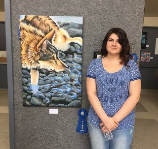 Lemoore High's Aubri Szalai won first place in painting at the Young Masters 2016 art competition