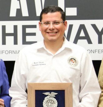 Salas honored for his work for the FFA at annual convention held last week in Fresno Assemblymember Rudy Salas at FFA Convention.