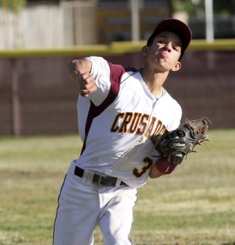 Daniel Salas completes the play against Orange Cove.