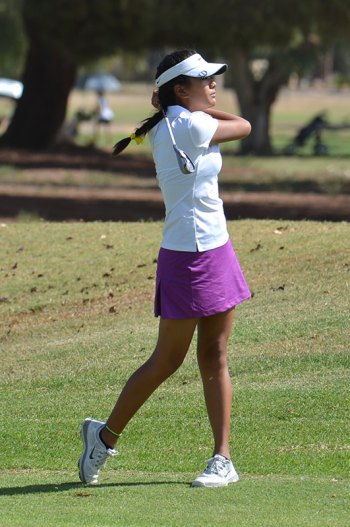 Jayda Olaes is shown here on her first hole.
