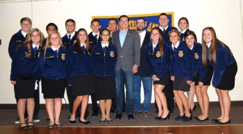 Assemblymember Rudy Salas with Lemoore High School FFA members recently.