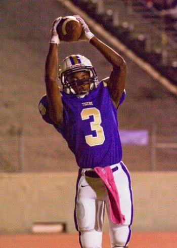 Trenton Mcguey hauls in an important pass against Mt. Whitney.