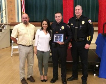 Left to right: Councilmember Ray Madrigal, Patty Maldonado, Osvaldo Maldonado and Lemoore Chief Darrell Smith.