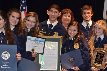 Members of the Lemoore FFA celebrate their new status as Organization of the Year.