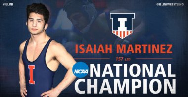 Isaiah Martinez continues dominance of college wrestling with first national title Image from Illinois wrestling website