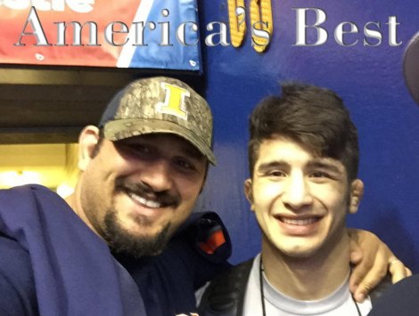 Tiger Coach Marcio Botelho and national champ Isaiah Martinez in St. Louis this past weekend.