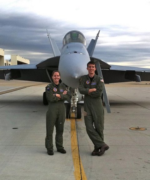 Buddy Marshall and friend Carolyn Work during Hornet training at NAS Oceano in Virginia Beach, Virginia in 2011.