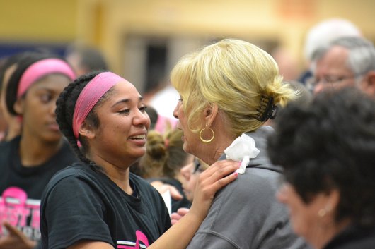 An emotional Samantha Earl prior to Wednesday's game against Fresno City College.