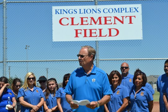 Bob Clement at the dedication of a softball field, named after him.