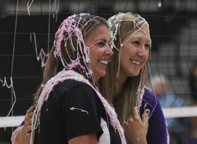 Rachel Taylor and Megan Rix, celebrating their 100th win.